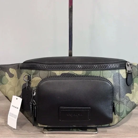 COACH Belt Bag In Signature Canvas Camo Print black Leather/Green Multi … - Picture 10 of 12